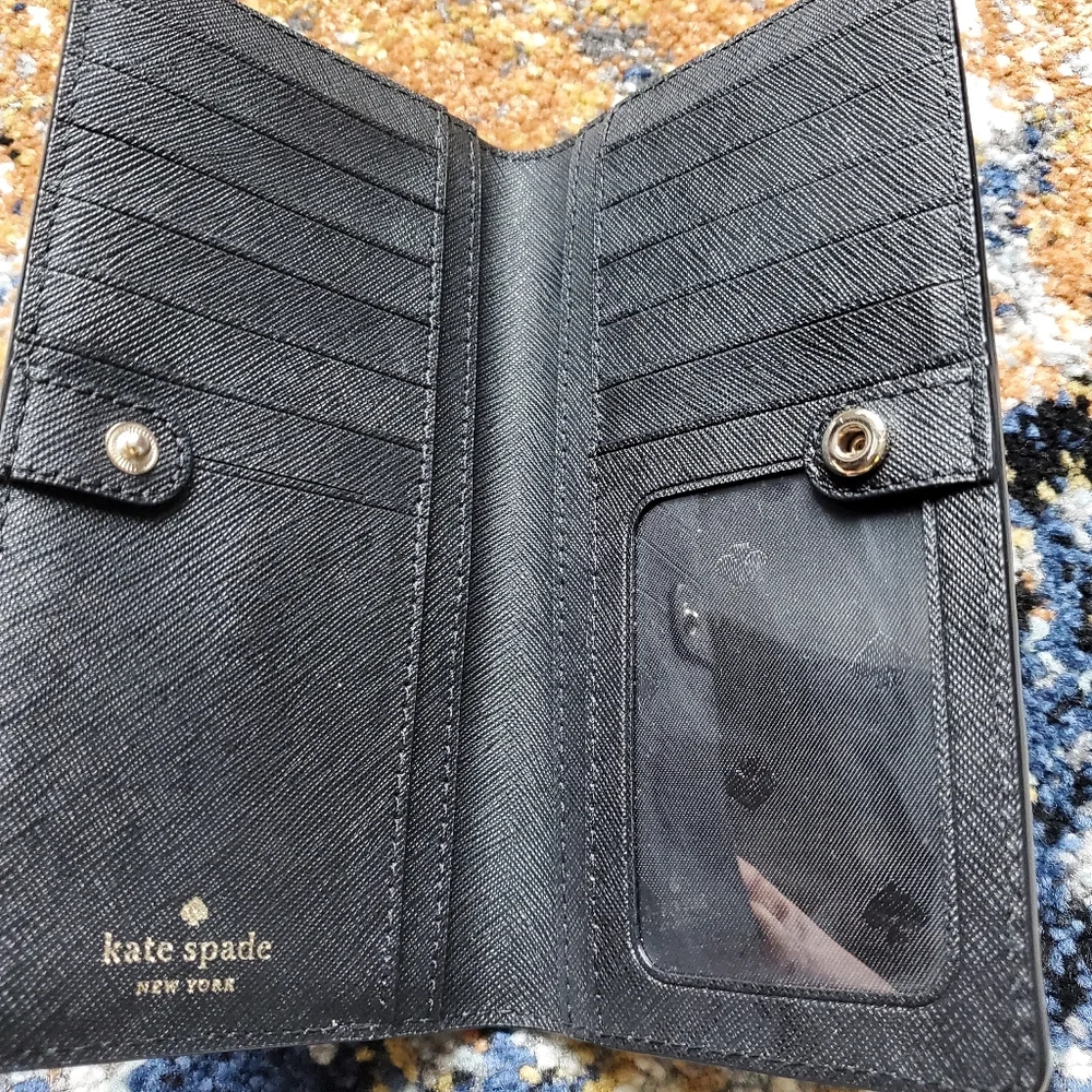 Kate‎ Spade Large Eva Modern Feather Slim Bifold Wallet